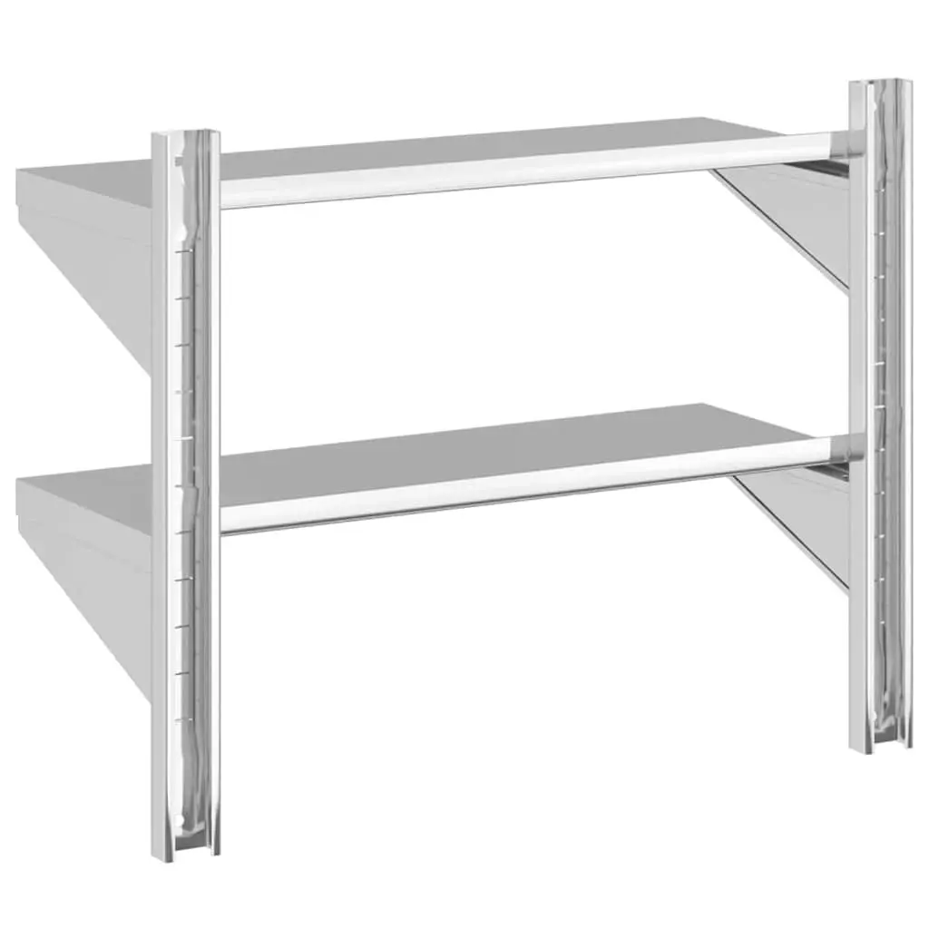 2-Tier Wall Shelf Stainless Steel Floating Storage Rack Silver