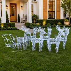 Reindeer & Sleigh Christmas Lights Decoration 320 LEDs Cold White Outdoor Yard