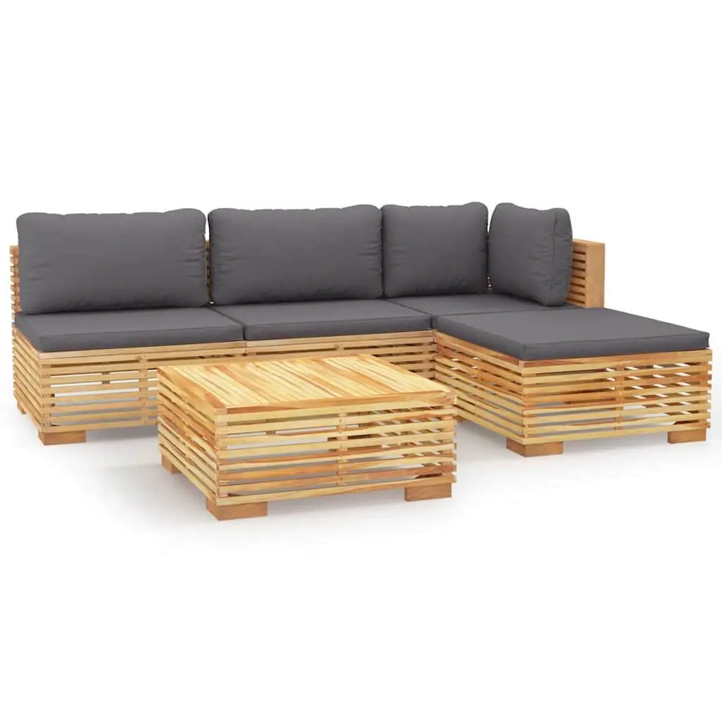 5 Piece Garden Lounge Set with Cushions Solid Wood Outdoor Furniture Patio