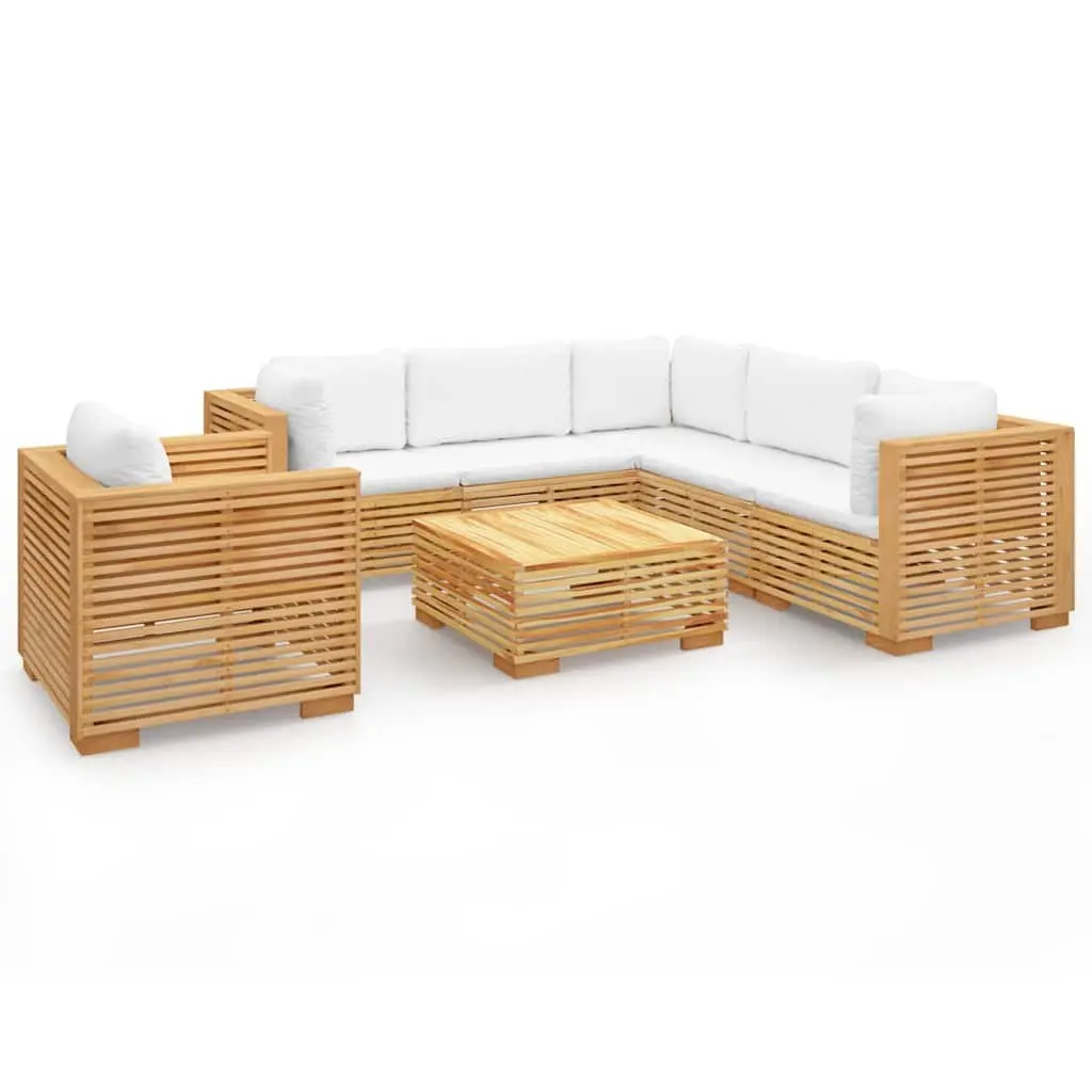 Garden Lounge Set Solid Wood 7 Piece Outdoor Furniture with Cushions Brown