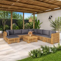 9 Piece Garden Lounge Set with Cushions Outdoor Furniture Patio Sofa