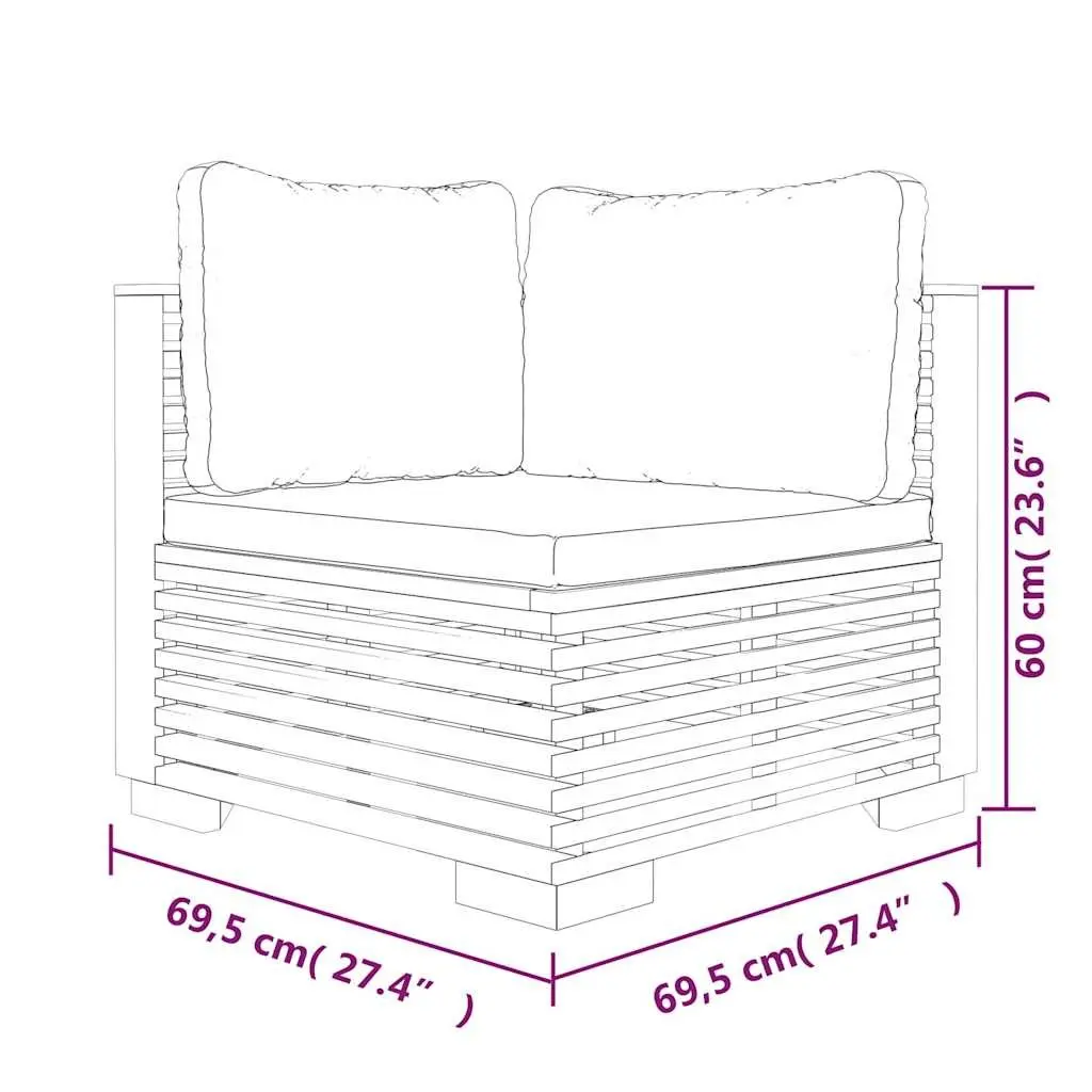 6 Piece Garden Lounge Set Teak Wood Brown with Cushions