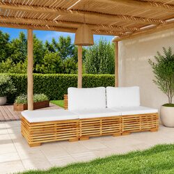 Garden Lounge Set 3 Piece Outdoor Furniture with Cushions Teak Wood Patio