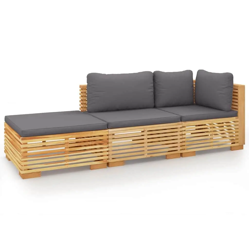 3 Piece Outdoor Garden Lounge Set Solid Teak Wood Brown