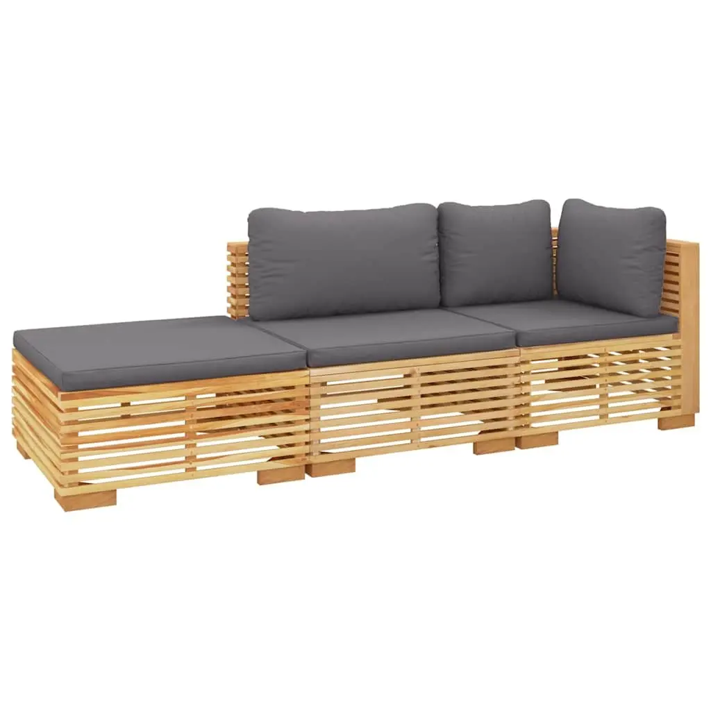 3 Piece Outdoor Garden Lounge Set Solid Teak Wood Brown