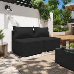 Outdoor Garden Lounge Set 2 Piece Poly Rattan Modular Patio Furniture Black