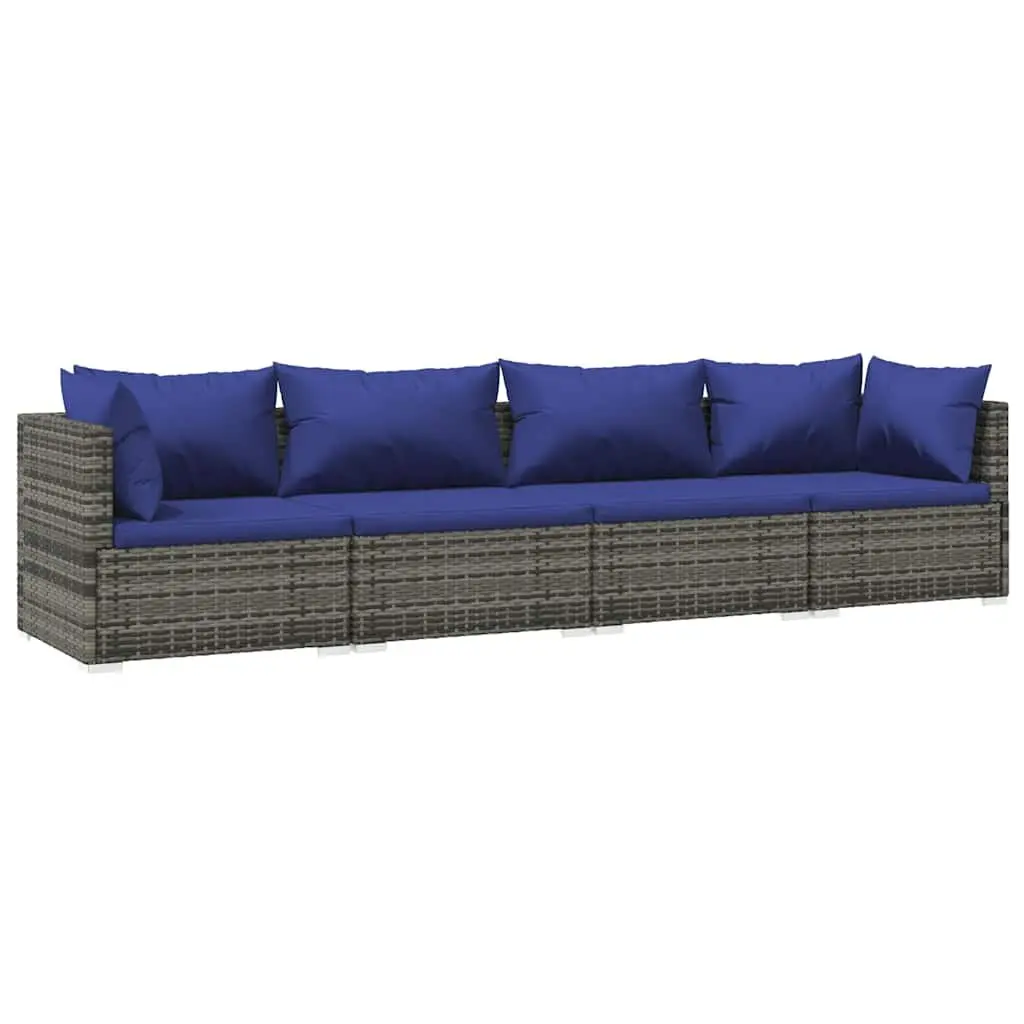 4 Piece Outdoor Garden Lounge Set Modular Poly Rattan Furniture with Cushions