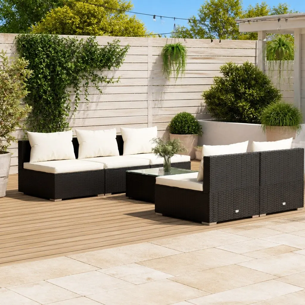 6 Piece Poly Rattan Garden Lounge Set Outdoor Patio Furniture Modular with