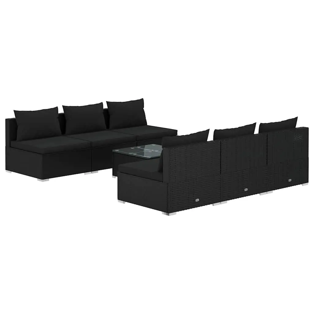7 Piece Garden Lounge Set Outdoor Patio Furniture Modular Poly Rattan Black