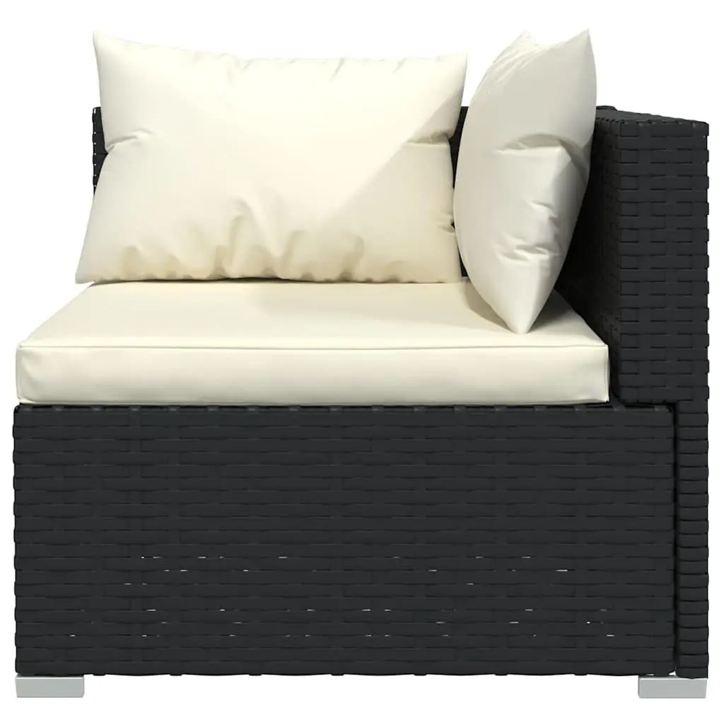 Modular Garden Lounge Set 6 Piece Water-Resistant Rattan Patio Furniture with Cushions Black
