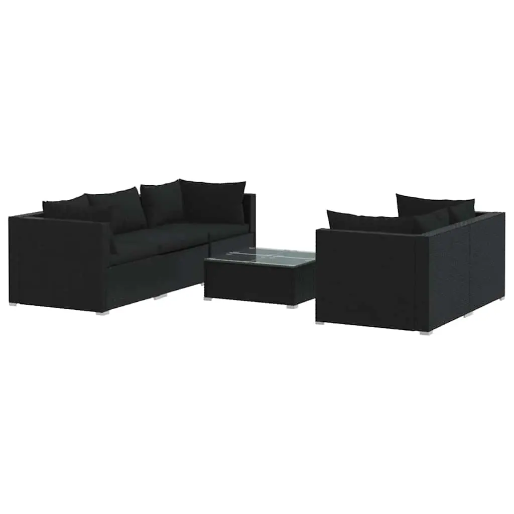 6 Piece Poly Rattan Garden Lounge Set with Cushions Outdoor Patio Furniture