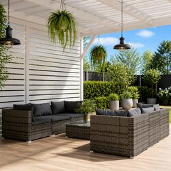 7 Piece Garden Lounge Set Outdoor Patio Furniture Poly Rattan Modular Grey