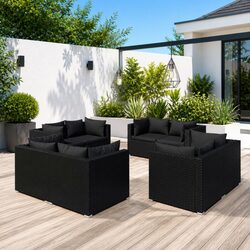 Garden Lounge Set 8 Piece Outdoor Patio Furniture with Cushions Black Modular