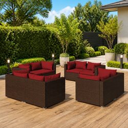 Garden Lounge Set 8 Piece Modular Poly Rattan Outdoor Furniture with Cushions
