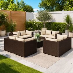 9 Piece Poly Rattan Garden Lounge Set Outdoor Patio Furniture with Cushions