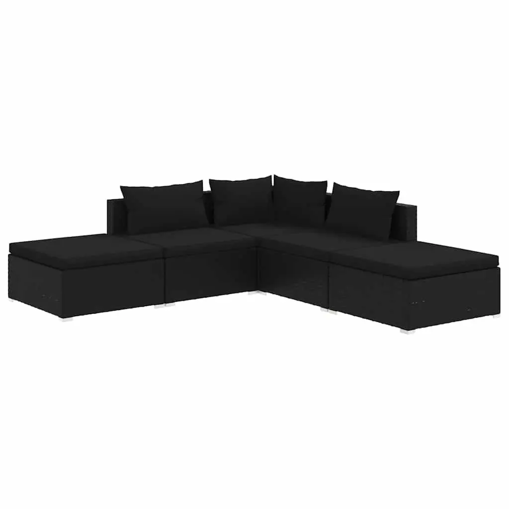 5 Piece Garden Lounge Set Outdoor Patio Furniture Modular Rattan Sofa with