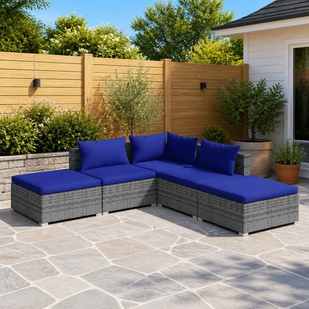 5 Piece Garden Lounge Set Modular Outdoor Patio Furniture Waterproof Grey