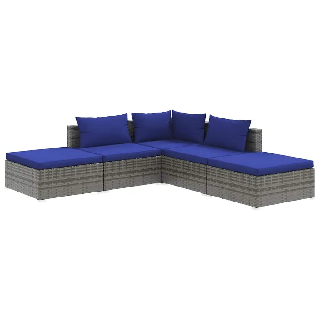 5 Piece Garden Lounge Set Modular Outdoor Patio Furniture Waterproof Grey