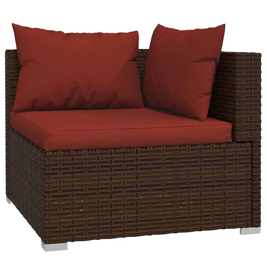 5 Piece Garden Lounge Set Outdoor Patio Furniture with Cushions PE Rattan Brown