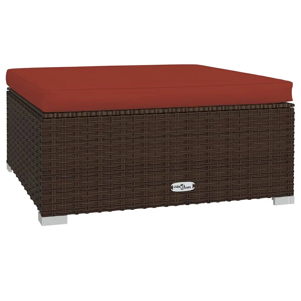 5 Piece Garden Lounge Set Outdoor Patio Furniture with Cushions PE Rattan Brown