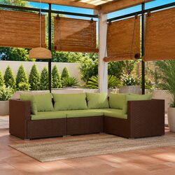 4 Piece Garden Lounge Set Outdoor Patio Furniture with Cushions Brown Rattan