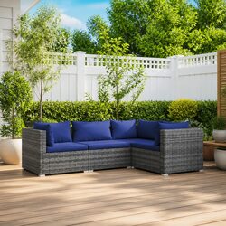 4 Piece Garden Lounge Set Grey Outdoor Patio Furniture Modular PE Rattan