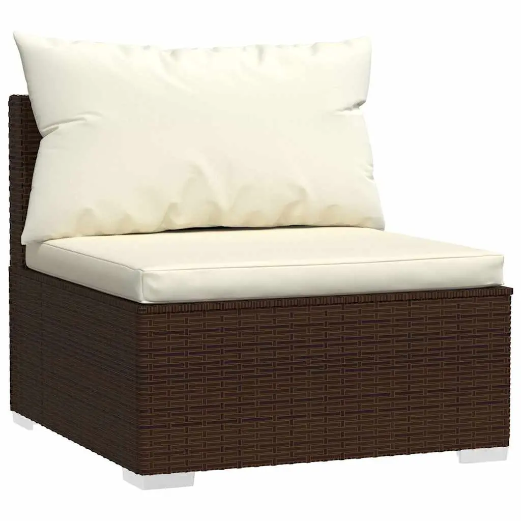5 Piece Garden Lounge Set Outdoor Patio Furniture Poly Rattan Brown with