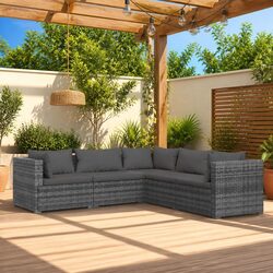 5 Piece Garden Lounge Set with Cushions Modular Outdoor Furniture Grey