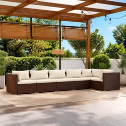 6 Piece Garden Lounge Set Brown Outdoor Furniture Sofa with Cushions Modular