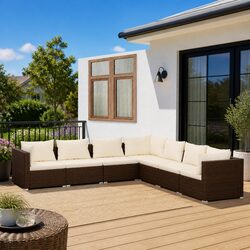 7 Piece Garden Lounge Set Outdoor Furniture Modular Patio Sofa with Cushions