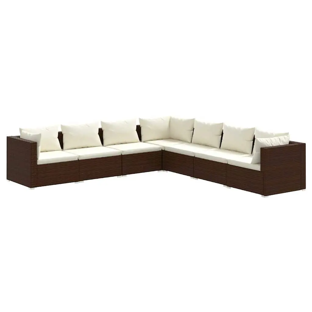 7 Piece Garden Lounge Set Outdoor Furniture Modular Patio Sofa with Cushions