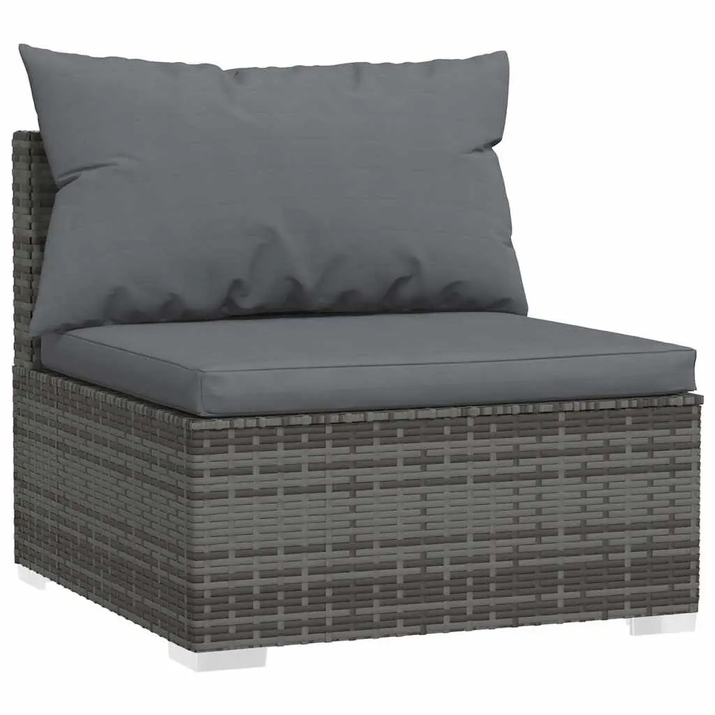 7 Piece Garden Lounge Set Outdoor Furniture Poly Rattan Grey with Cushions