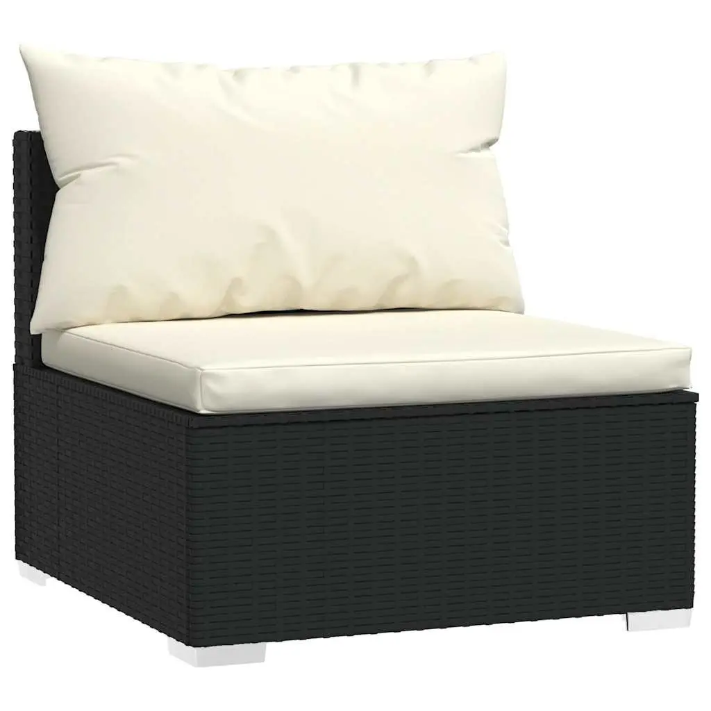 6 Piece Garden Lounge Set with Cushions Poly Rattan Outdoor Furniture Black