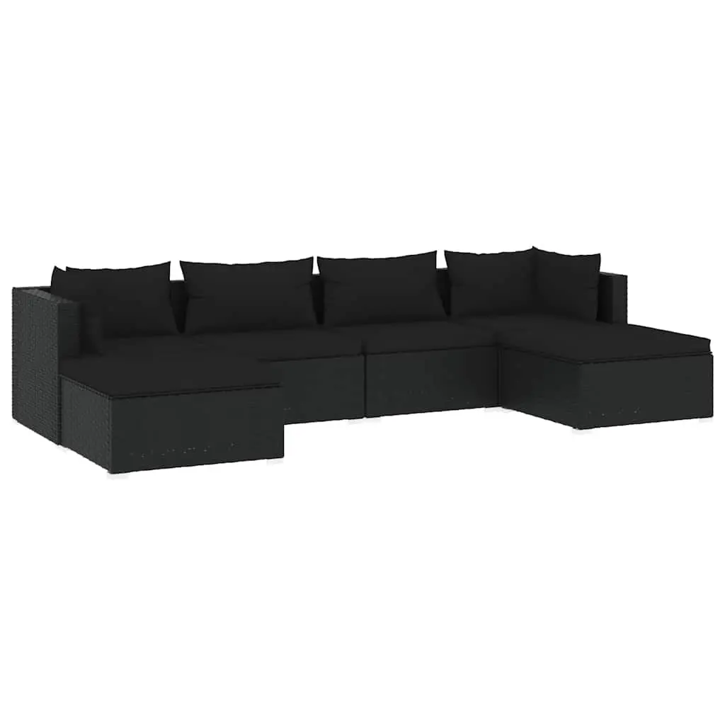 6 Piece Poly Rattan Garden Lounge Set Outdoor Patio Furniture with Cushions