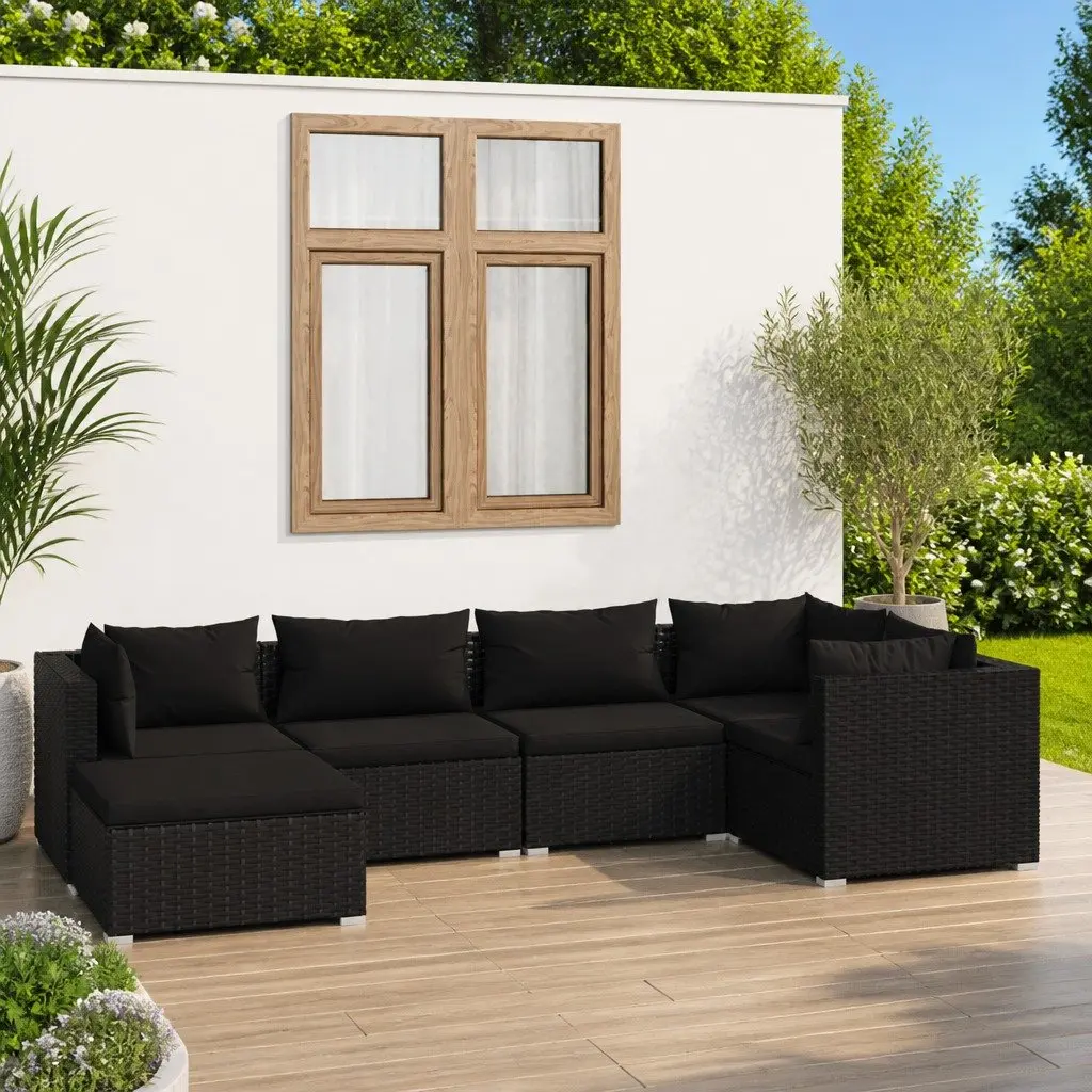 6 Piece Outdoor Garden Lounge Set Poly Rattan Modular Patio Furniture with