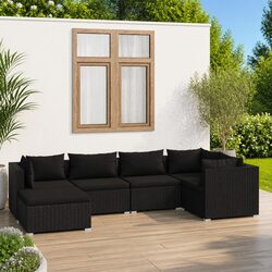 6 Piece Outdoor Garden Lounge Set Poly Rattan Modular Patio Furniture with