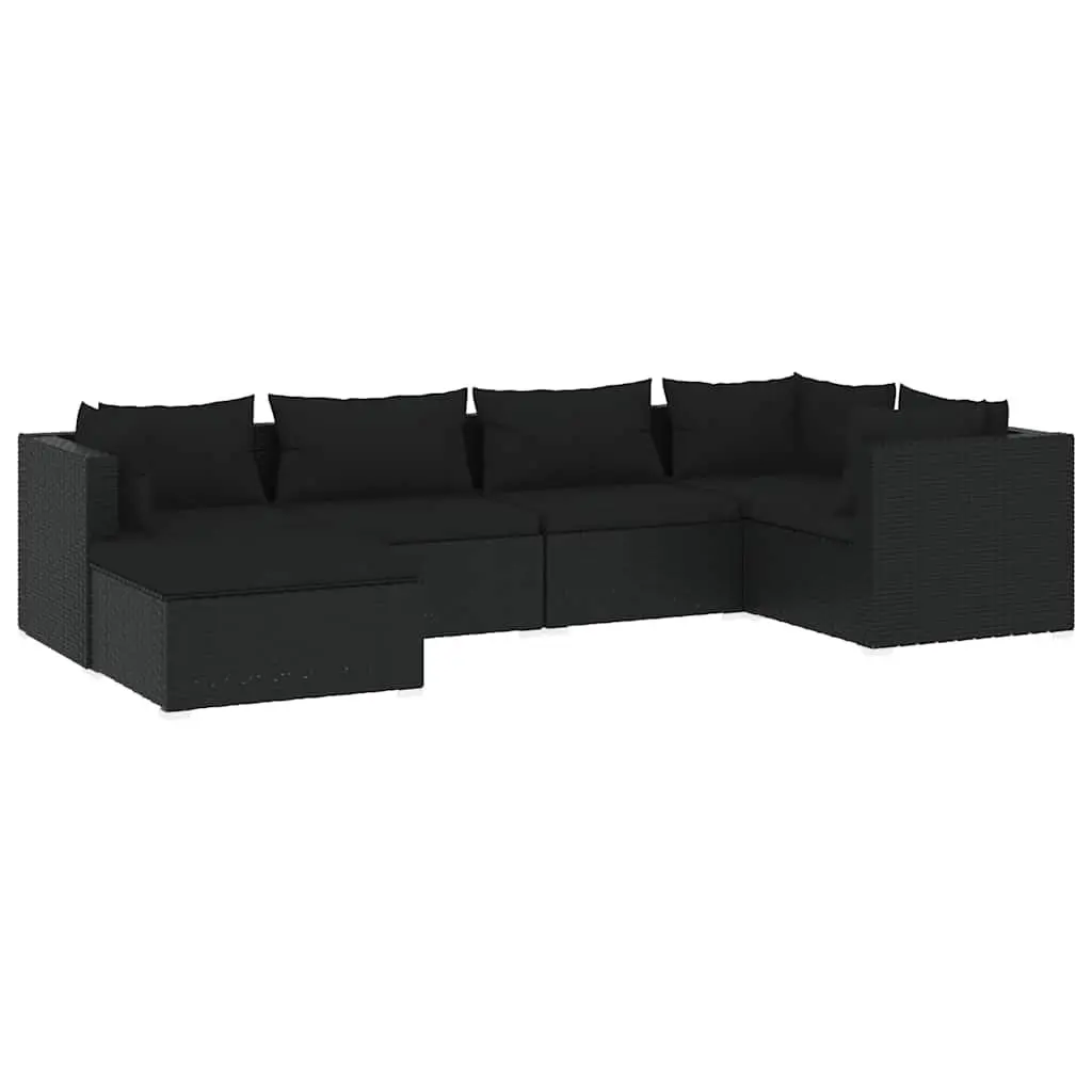 6 Piece Outdoor Garden Lounge Set Poly Rattan Modular Patio Furniture with