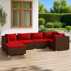 Garden Lounge Set 6 Piece Modular Poly Rattan Outdoor Furniture with Cushions