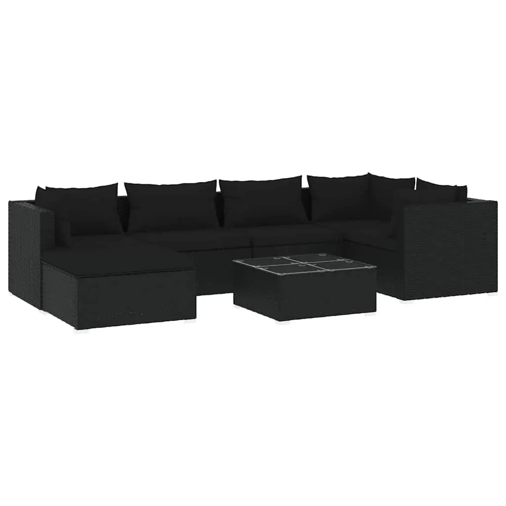 7 Piece Outdoor Garden Lounge Set Poly Rattan Modular Patio Furniture with