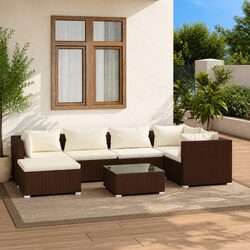 Garden Lounge Set 7 Piece Outdoor Patio Furniture Poly Rattan Modular with
