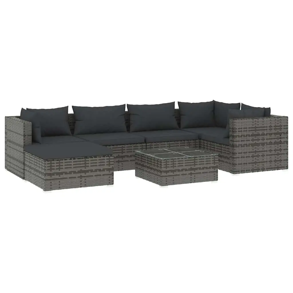 7 Piece Garden Lounge Set Poly Rattan Modular Outdoor Furniture Grey with