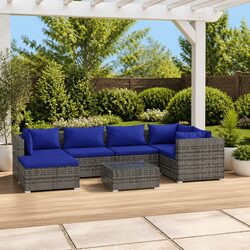 Garden Lounge Set 7 Piece Outdoor Patio Furniture with Cushions Grey Modular