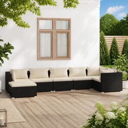 7 Piece Poly Rattan Garden Lounge Set with Cushions Outdoor Patio Furniture