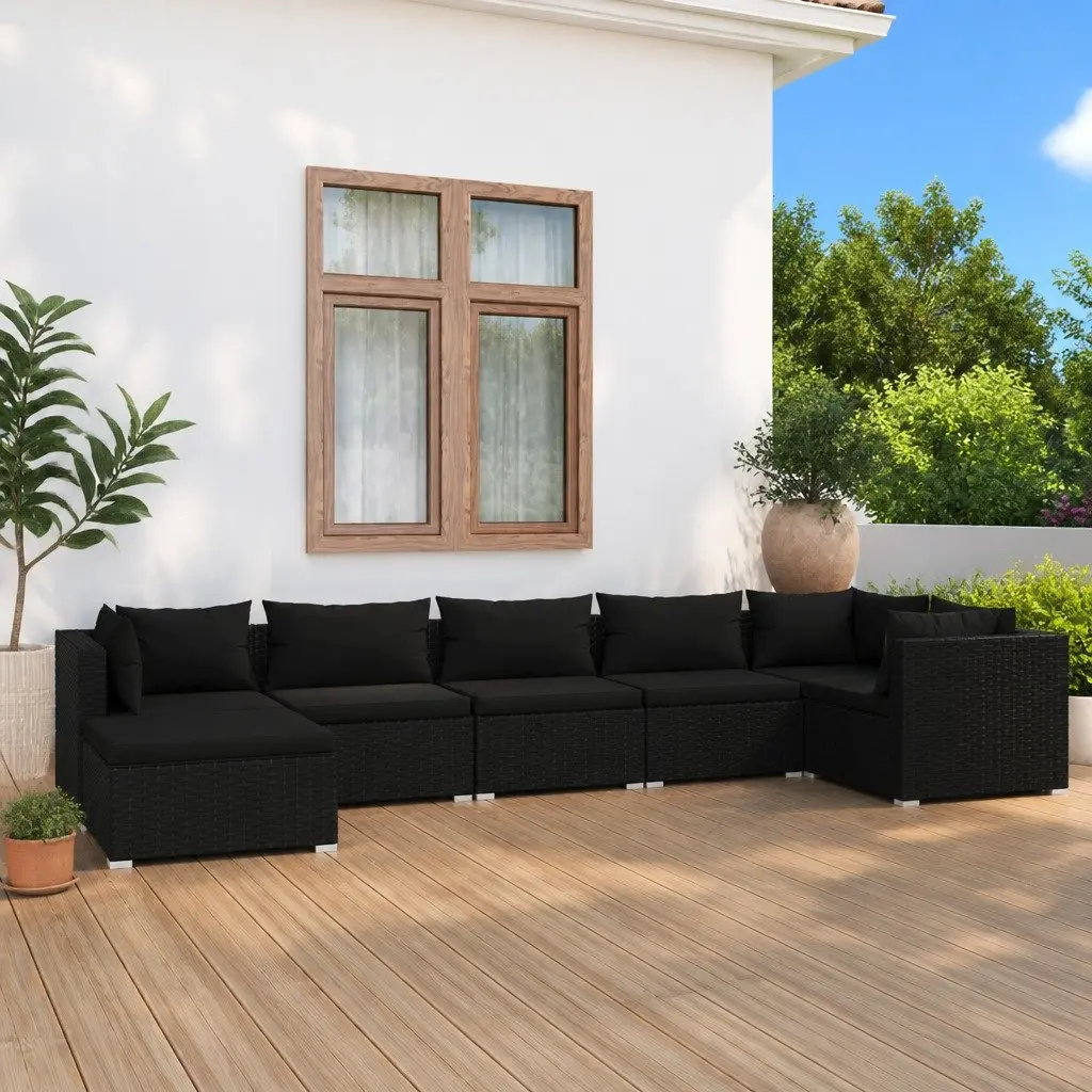 7 Piece Garden Lounge Set with Cushions Modular Poly Rattan Outdoor Patio