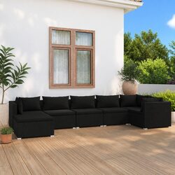 7 Piece Garden Lounge Set with Cushions Modular Poly Rattan Outdoor Patio
