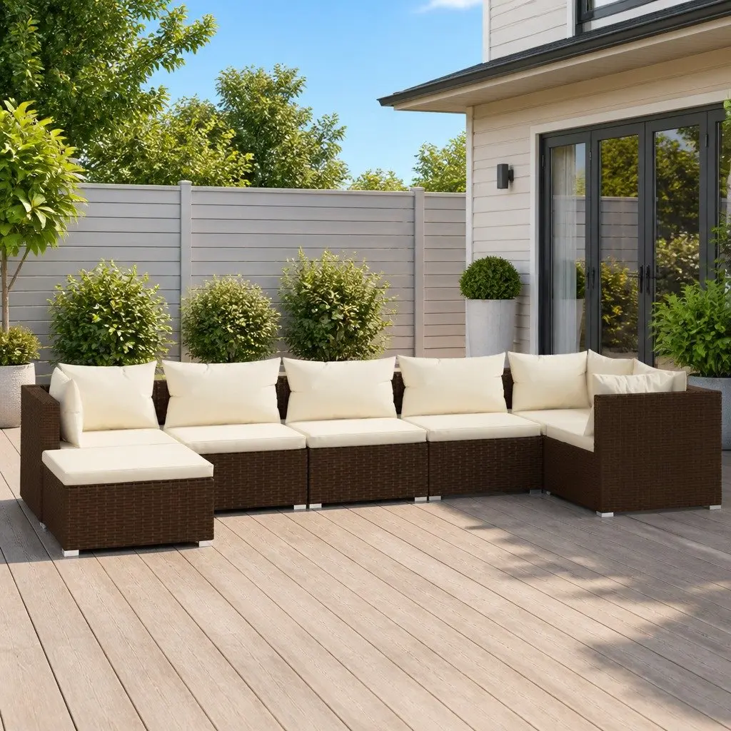 7 Piece Garden Lounge Set Poly Rattan Modular Outdoor Patio Furniture with