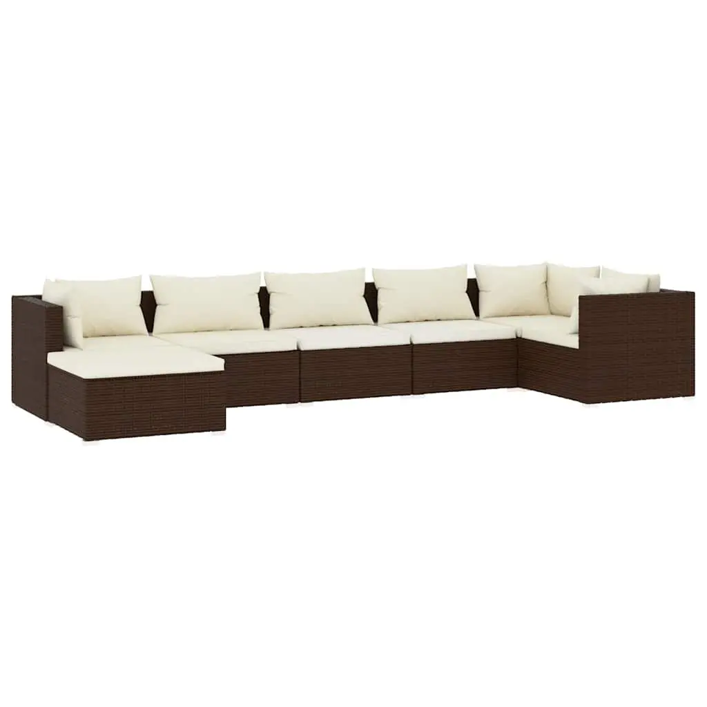 7 Piece Garden Lounge Set Poly Rattan Modular Outdoor Patio Furniture with