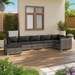 Garden Lounge Set 7 Piece Outdoor Poly Rattan Modular Furniture with Cushions