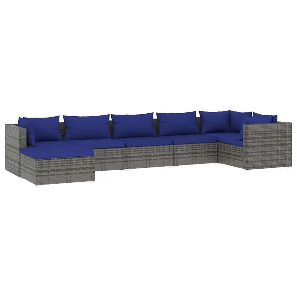 7 Piece Modular Outdoor Garden Lounge Set Poly Rattan Patio Furniture Grey