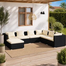 7 Piece Poly Rattan Garden Lounge Set Outdoor Patio Furniture with Cushions